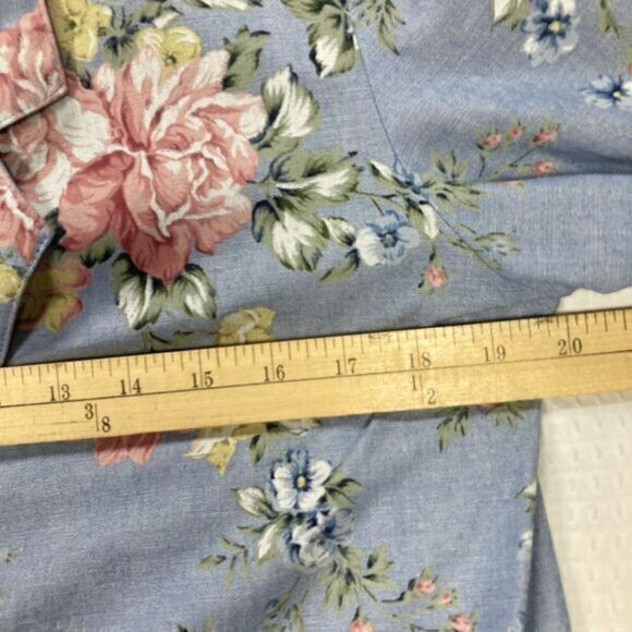 Alfred Dunner Linen Blazer Womens Sz 8 Blue Pink Floral Print 3/4 Sleeve Jacket - Picture 12 of 16